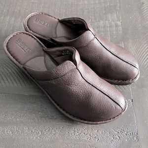 Born Leather Women's Slip-On Clogs Mules Dark Brown Size 8